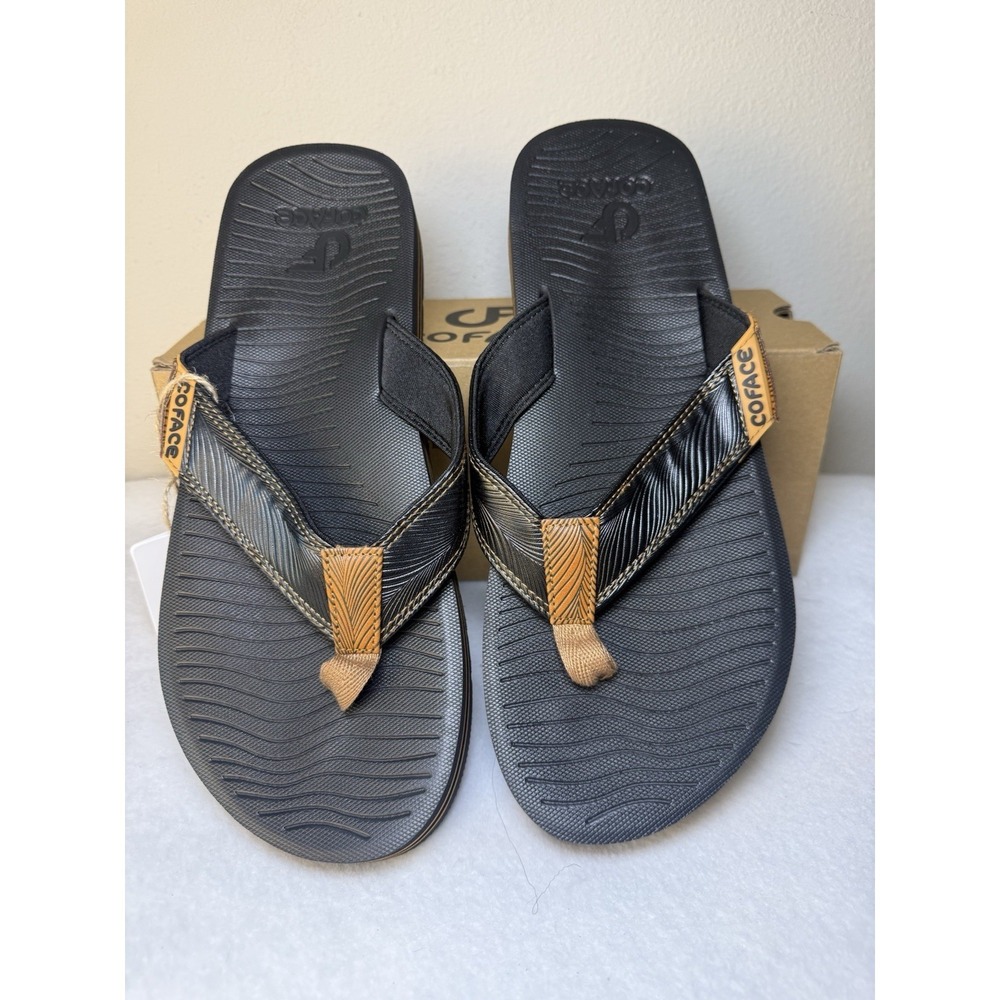Mens Flip Flops Sandals Size 14 Black Brown Comfort Thong Slides New Coface